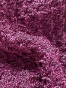 Conjunto de bikini de 2 piezas para mujer de verano con tela jacquard de unicolor, volantes en el borde y tirantes ajustables - Morado - Ver 7
