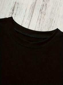 SimpieAndVersatileDesignCamiseta con estampado creativo de gesto de astronauta |         Cuello redondo para mujer, manga corta, tejido de alta elasticidad, ropa casual para todas las estaciones, ideal para festivales, regalos de , ropa elegante para damas, disfraces, juegos de rol, ropa de club, regalo de San ValentínCottonT-Shirt - Negro - Ver 3