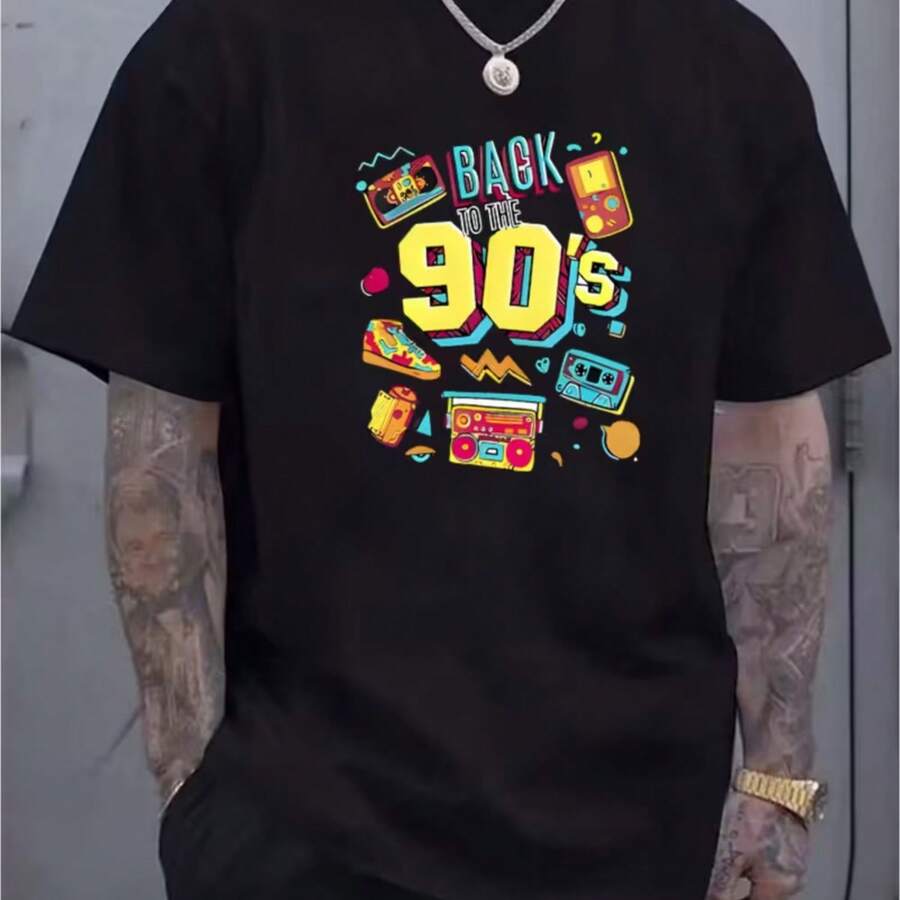 Printed T-Shirt For Men And Women - Black - View 1