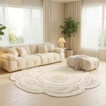 1pc, Washable Non-Slip Minimalist White Flower Faux Cashmere Decorative Carpet, Non-Slip Bottom Design, Easy Daily Cleaning, Vintage Soft Pink Floral, French White Flower Atmosphere, Suitable For Indoor Living Room, Bedroom, Children's Room And Other Living Scenes, Easy Daily Cleaning, Carpet, Rug, Carpet Living Room, Kitchen Mat, Carpet For Bedroom, Bathroom Mat, Rug Bedroom, Room Decor, Rugs For Living Room, Kitchen Rug, Washable Rug, Boho Rug, - Multicolor - View 3