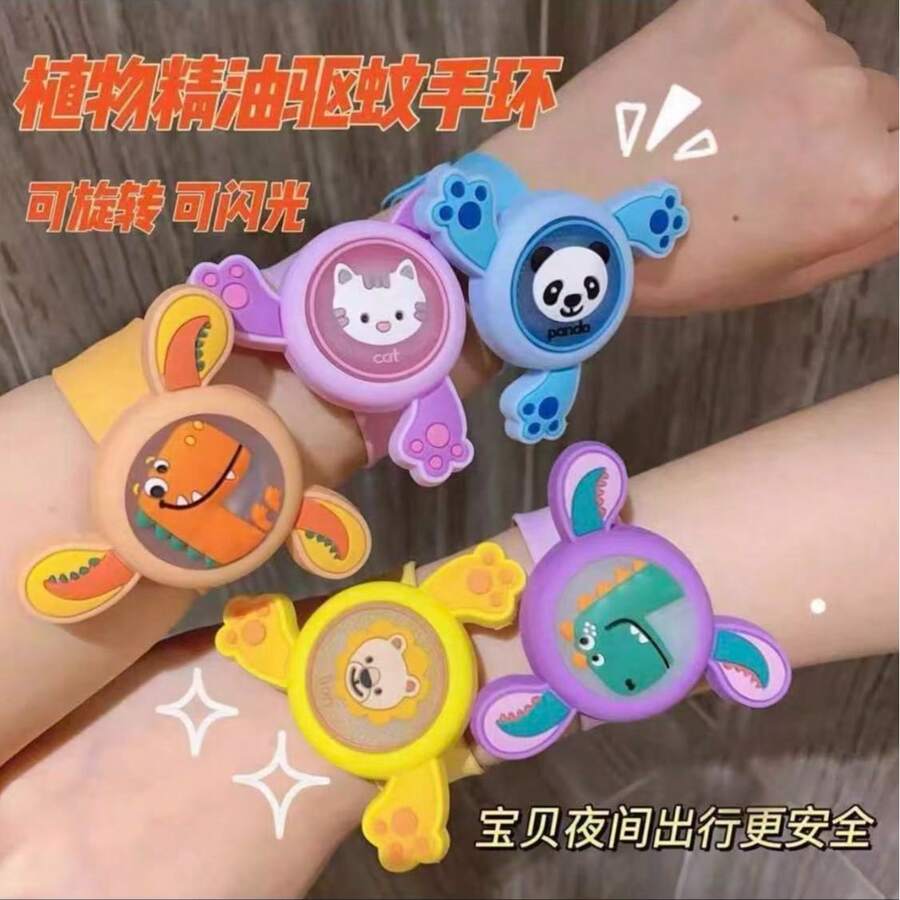 Pulsera giratoria de juguete para niños con efectos de luz y efecto repelente de mosquitos inspirado en el champán.4 pieza - Multicolor - Ver 1