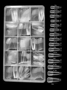 240 Pieces, 15-Grid Boxed, Transparent, Fully Frosted Ballet Nail Tips, Half-Stick And Full-Stick Dual-Use Nails - Clear - View 3