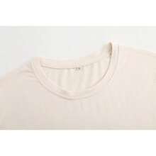 1 Piece Of Women's Plus Size Loose Fit T-Shirt, 100% Cotton, With Dropped Shoulders, Printed With Watercolor Pink Lily Designs, Perfect For Summer Beach, Tropical Vacation And Music Festival Outfits, Creating A Cool Bohemian Style. - 杏色 - 查看 9
