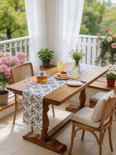 1 chiếc khăn trải bàn hình chữ nhật họa tiết hoa xanh tươi mát mùa xuân & hè, phong cách nhà nông thôn, có thể giặt được, dùng cho bàn ăn, bàn cà phê, khăn phủ tủ, trang trí mặt bàn, thích hợp cho các buổi tụ họp ngoài trời, dã ngoại, tiệc tùng, lễ hội, mọi mùa, xuân & hè.