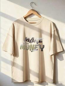 Urban And Minimalist Style Short-Sleeved T-Shirt,  Short-Sleeved T-Shirt For Spring And Summer 2026, Made In Mexico, 180 Grams. Cartoon Print, Couple Design, Suitable For Indoor Or Outdoor Wear. Crew Neck, Unisex, Ideal For The Office And Leisure. One-Pack. - APR-P631577SLNDXZGY511 - 查看 1