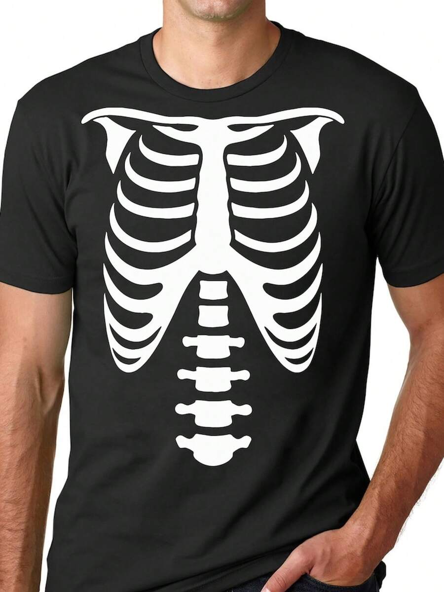 Camiseta unisex, EsqueletoCostillaJaulaCamiseta:HalloweenAnatomíaCamiseta, ropademujerblusasparadamacasualescamisasdemujerblusablusasparamujercamisas, GráficasimpresoAmigable con la piel, estilo de los 90Retro, Ropa Urbana, De ModacasualCamisetas, GráficasimpresoAmigable con la piel, estilo de los 90Retro, Ropa Urbana, De Modacasualcamisetas - Negro - Ver 1