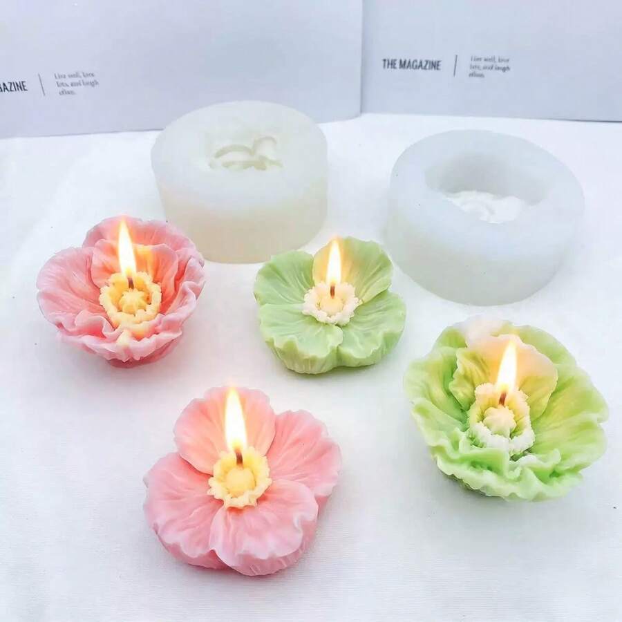 用于制作阿多尼斯花形蜡烛的硅胶模具,适用于DIY手工皂、树脂、石膏蜡烛,可用于婚礼、派对、情人节、母亲节礼物 - 花朵 - 查看 1
