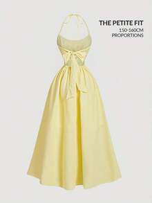 YHHSHEIN MOD Petite Vestido con lazo en la espalda de color amarillo para mujeres, romántico y bohemioYHH - Amarillo - Ver 2