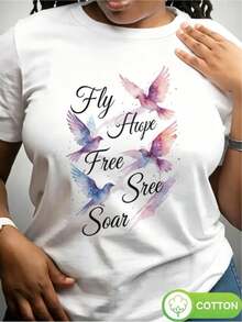 Women's Vintage Round Neck T-Shirt, Loose Fit, Slightly Stretchy, A Must-Have Casual Basic For Everyday Wear, Suitable For All Seasons. - 白色 - 查看 10