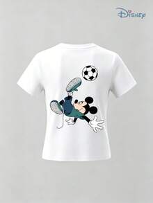 Official Disney Mickey Bicycle Kick Soccer Kids' Tee, Soft Cotton Boys' T-Shirt For Game Day & Disney World Family Vacation Matching Outfit - White - View 2