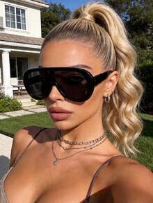 1 Pair Retro Classic Metal Oval Glasses For Women, Suitable For Holiday Gifts, Summer Beach Parties, Outdoor Travel, Street Photography And Other Occasions - black gray - View 10