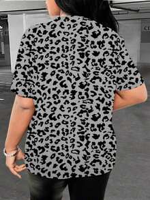 Nueva camiseta casual de mujer con cuello redondo y estampado de leopardo - Multicolor 3 - Ver 2