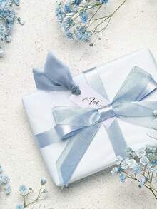 30/50/100pcs Personalized Seat Cards With Ribbons (Ribbons Included), Customizable Name Seat Cards, Wedding Decor Table Cards, Bridesmaid Gifts, Available In Blue/Beige/Green Ribbons, Wedding Place Cards - DIY Wedding Seating Cards, Dinner And Event Table Decorations, Double-Sided Protective Film, Ribbons Included - Multicolor - View 6