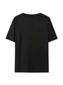 NEW Quick-Drying T-Shirt With Bold Cross Graphic, Soft And Breathable Fabric, Regular Fit, Elegant Black Christian Casual T-Shirt, -Unisex Summer Top-Vintage Street Style Unisex Loose Cotton Short Sleeve Crew Neck T-Shirt - 黑色 - 查看 2