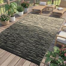 Waterproof Outdoor Rug, Reversible Plastic Straw Patio Rug With Non-Slip Backing, Modern Abstract Camping Carpet For RV, Backyard, Deck, Balcony & Patio, Foldable & UV Resistant - A - View 1