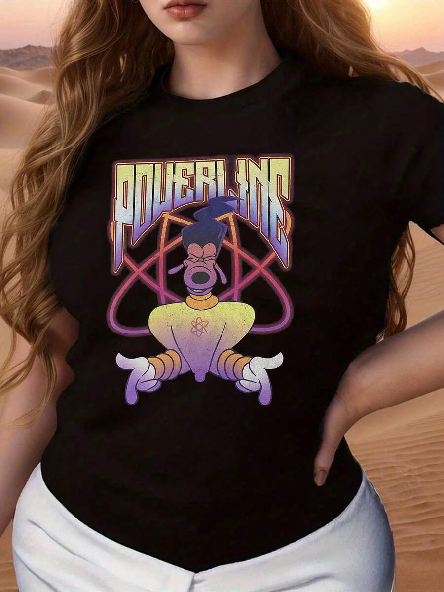 Colorful Graphic Depicting A Futuristic, Energetic Singer With A Powerful Attitude Surrounded By Cosmic Lights, Symbolizing Strength And Freedom. A Comfortable, Modern, Casual Women's T-Shirt For Everyday Wear. - 黑色 - 查看 1