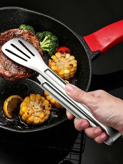 1 Peça Pegador de Alimentos Grosso de Aço Inoxidável 304, Adequado para Bife, Pães, Churrasco, Sushi, Churrasco Coreano, Pegador de Grelha Extra Longo para Casa, Exterior, Piquenique, Hotel, Utensílios de Cozinha