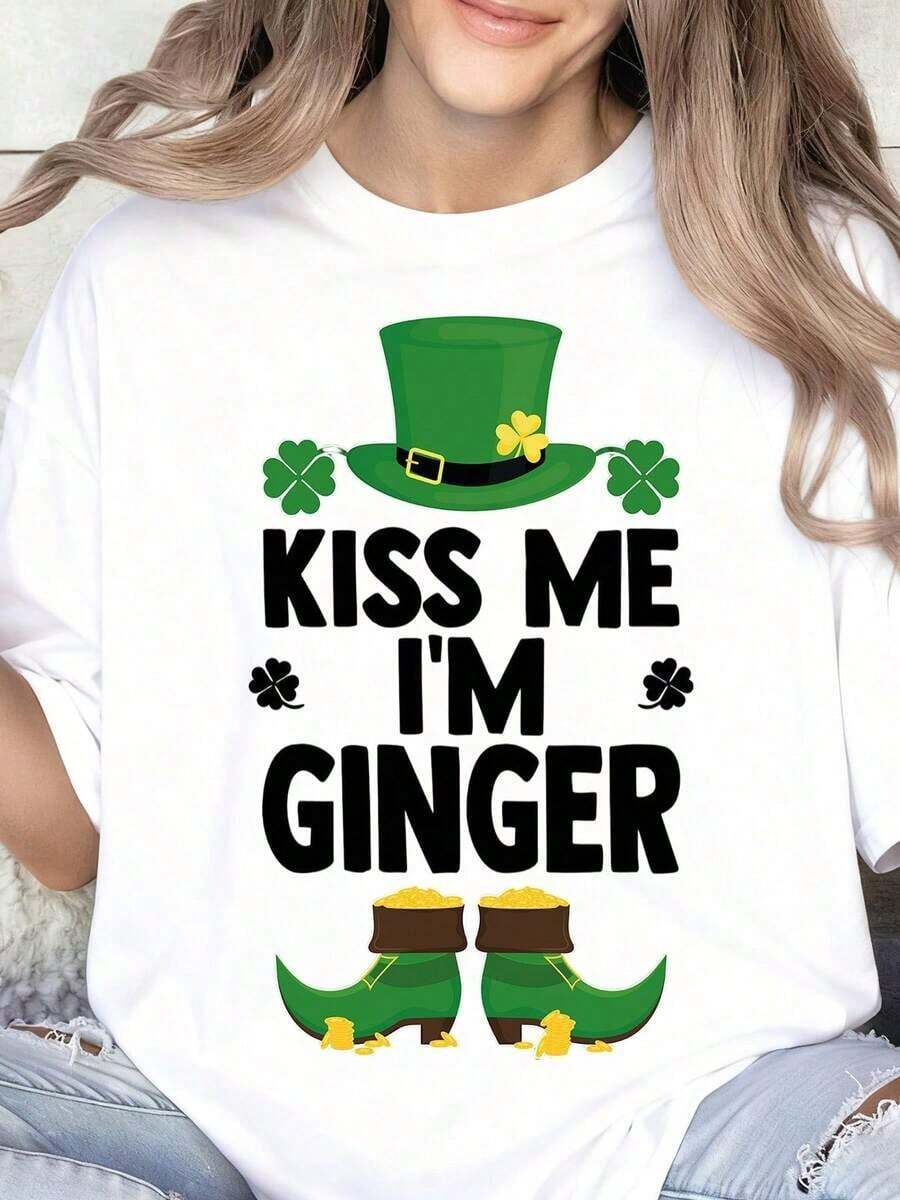 Im Ginger St. Patrick's Day T-Shirt With A Lucky Hat And Boots Design For Women, Men, And Kids. Celebrate St. Patrick's Day In Fun Irish-Themed Clothing. - 白色 - 查看 1