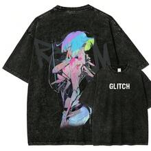 Edgerunner Unisex T-Shirt With Washed Effect30 - Black - View 6