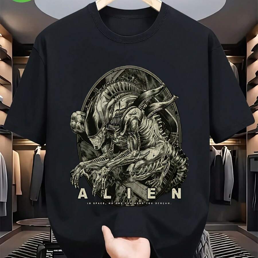 Men's 1979-1987 Sci-Fi Movie Retro T-Shirt, Official Facehugger Alien Creature Design, Soft Cotton Vintage Collector's T-Shirt - 款式 - 查看 1