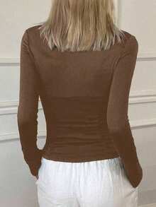 Chaqueta casual deportiva de manga larga y ajuste ceñido para mujer, estilo callejero, chaqueta ligera de verano - Caqui - Ver 4