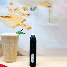 Feizsmile Espumador de leche eléctrico, espumador de café y leche recargable por USB con batidor de acero inoxidable, 3 ajustes de velocidad, apto para café, latte, capuchino, chocolate caliente, matcha, bebidas con huevo y talla grande - Negro - Ver 8