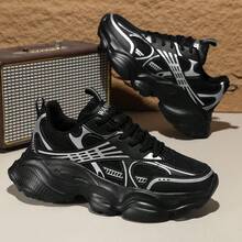 WANWEISI Men's Gradient Laser Pattern Sports Shoes - Breathable Mesh And EVA Sole, Comfortable Low-Top Lace-Up Running Shoes, Multifunctional Casual, Breathable And Durable, Suitable For Running, Hiking, Outdoor And Daily Wear, Gym Wear - Available In Silver, White, Black - 黑色 - 查看 5