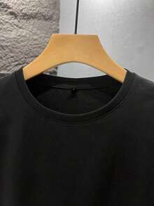 Camiseta de manga corta holgada con estampado de moda para hombres GRDR| Diseño exquisito| Esencial de verano| Fácil de combinar| Muestra tu estilo N7FL - Negro - Ver 5
