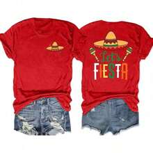 Cinco De Mayo T Shirt for Women: Let's Fiesta Shirts Funny Mexican Party Tee Sombrero 5 De Mayo Graphic Tops, - Ideal para el Verano - Rojo - Ver 2