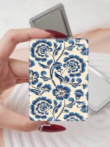 1PC Pastoral British Style Floral Series Portable Vanity Mirror, Foldable Lightweight Ultra-Thin Convenient Hand Mirror, PU Leather, Suitable For Multiple Scenes And All People, Rectangular Small Mirror, Pocket Mirror, Floral Pattern Design, Exquisite And Delicate, Easy To Carry, Handheld Makeup Mirror, 180° Flip Cover, Multi-Functional - Multicolor - View 9