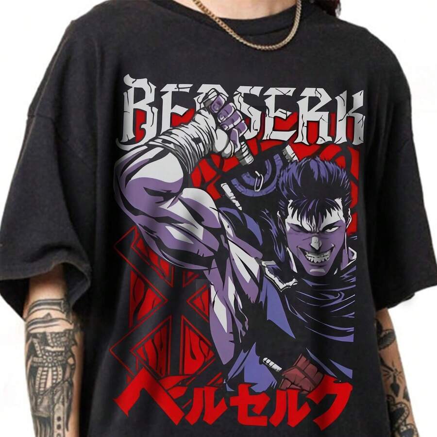Anime T-Shirt, T-Shirt, Anime Sweatshirt, Anime Gift, Gift For Anime Fans, Japanese Anime T-Shirt, Vintage Clothing, Kawaii Anime T-Shirt220g Cla-Ssic Cotton T-Shirt - UniS-Ex - The Shirt You A-Lways NeededSuitable For All People, Whether WoM-En Or M-Enhigh-Quality Durable Fabric Suitable For All Seans,Ft To The Touch But Built To LastBreathabletops WoM.En Fall OutfiT.S For WoM.En VaC.Ation OutfiT.S WoM.En Easter, St. Patrick's Day Costume - 黑色 - 查看 1