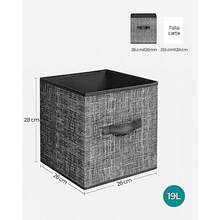 SONGMICS Cubos de Almacenamiento de Tela no Tejida de 28 cm con Asas Dobles, Juego de 6, Organizadores de Armario, MROB026B01 - negro - Ver 6