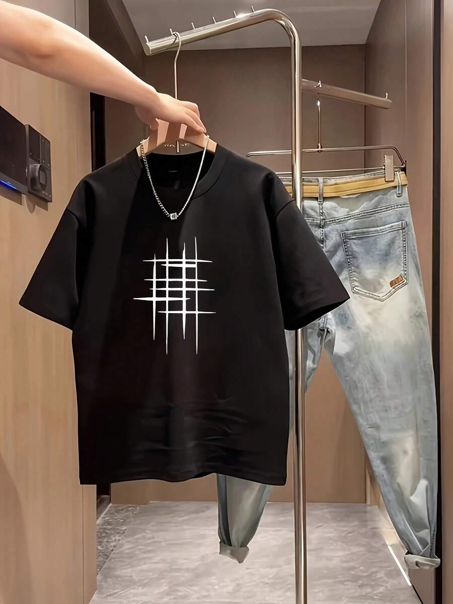 Nueva camiseta de manga corta para mujer de 180 g,% algodón - Camiseta casual versátil con estampado de verano para hombre - Camiseta con estampado de verano para parejas - Unisex - Regalo para vacaciones - Negro - Ver 1