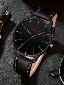 1 pieza Reloj de cuarzo con correa de malla para hombre - Naranja - Ver 4