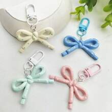 4pcs Acrylic Hollow Bowknot Keychains, Street Fashion Acrylic Pendant Decoration, Lightweight Portable Accessory, Gift For Girlfriend And Best Friend - Multicolor - View 10
