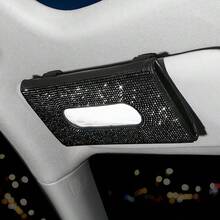 Sparkling Rhinestone Car Tissue Box, Crystal Diamond Sun Visor Tissue Holder, PU Leather Car Tissue Box, Luxury Shiny Car Accessories, Cute Women's Car Interior Decor, Universal Sun Visor Tissue Box, Fashion Glitter Diamond Car Tissue Box - A - View 3