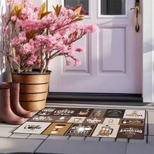 1 pieza Alfombra de cocina con patrón de collage de café vintage, alfombra decorativa para fiestas, alfombra antifatiga y absorbente para la cocina, el pasillo, el baño y la lavandería - Multicolor - Ver 4