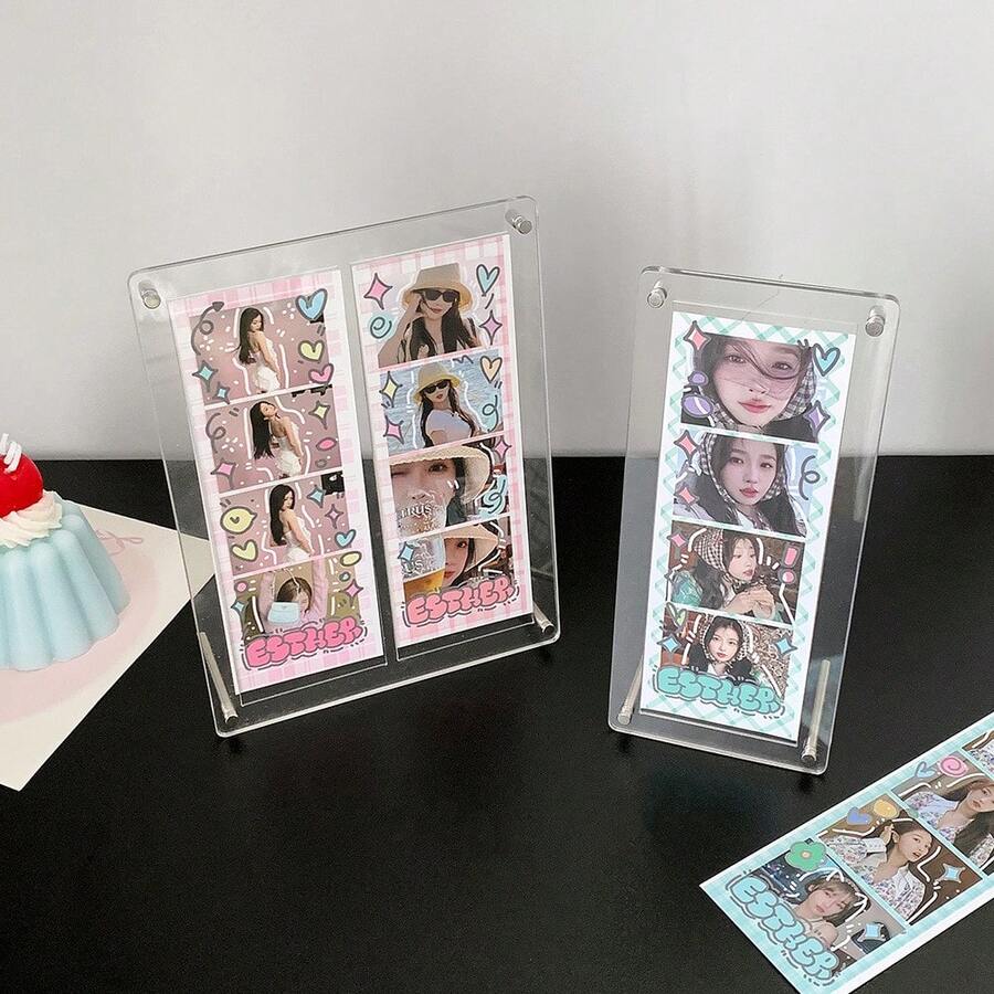 INS韩版透明“四格人生”桌面展示架，K-Pop粉丝学生宿舍桌面大相框展示架
