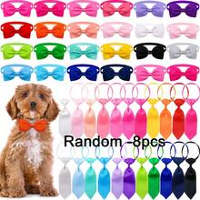 8/16pcs Random Solid Color Tie & Bow Tie, Adjustable Cat/Dog Collar, Multi-Color Pet Grooming Accessories - Multicolor - View 9
