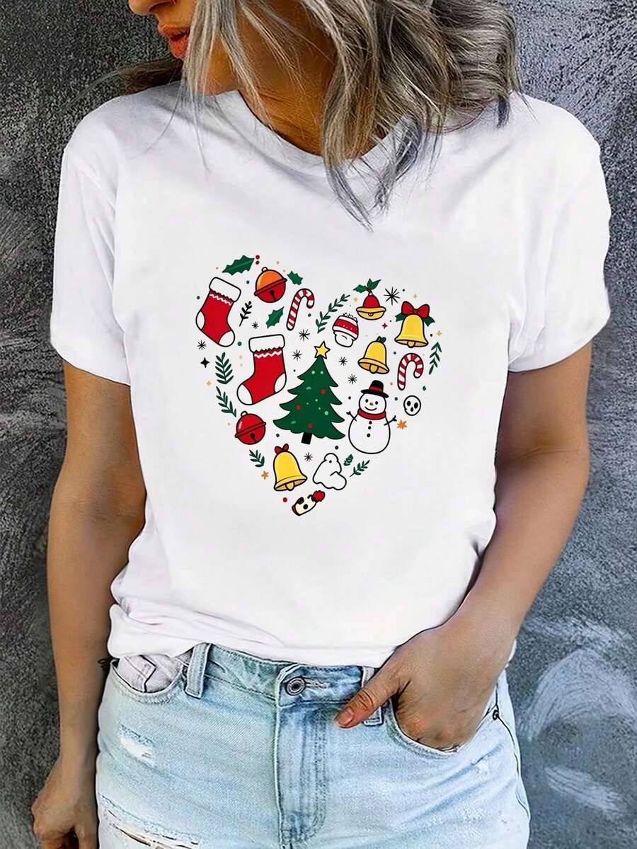Women's Summer T-Shirt, Short Sleeve And Printed, Modern And Casual, Machine Washable, Comfortable Fit, 2D Flat Print. - White - View 1