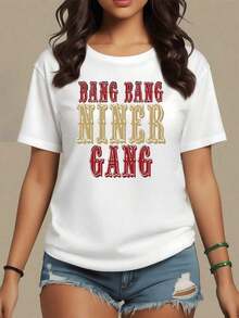 Large Lettering With A Bold Message Reflecting Rebellious Energy, Modern Urban Spirit, And Feminine Confidence-Perfect For Standing Out With Attitude And Strength. A Comfortable And Modern Casual Women's T-Shirt-Vintage Street Style Unisex Loose Cotton Short Sleeve Crew Neck Shirt - 白色 - 查看 1