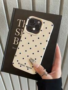 Shockproof Phone Protective Case, Provides All-Round Protection, White And Black TPU Polka Dot Design. Suitable Compatible With Apple 17 Pro Max, 16, 15, 14, 13, 12, 11 Pro Max And Series Models, International Version, Not Domestic Version. Spring Gift, Birthday Gift, Anniversary Gift - Beige - View 3
