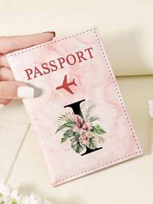 1pc A-Z 26 Letters Fashionable Letter Print Stylish Burgundy Passport Cover, Premium PU Leather Passport Wallet With Multi-Card Pockets For Credit Cards, Boarding Passes, And IDs, Compact And Portable Travel Essentials Organizer For Women, Men - Pink - View 46