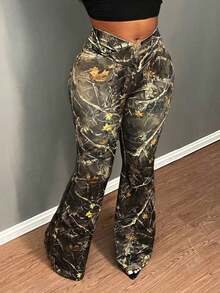 Nuevos Pantalones Acampanados De Talle Alto Con Envoltura En Color Sólido Simple Para Verano 2024 - Multicolor - Ver 1