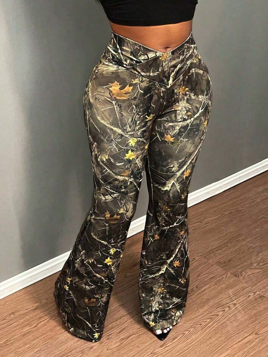 Nuevos Pantalones Acampanados De Talle Alto Con Envoltura En Color Sólido Simple Para Verano 2024 - Multicolor - Ver 1