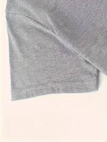 Women's Short Sleeve T-Shirt With Cartoon Rice Ball Design - Light Grey - View 3