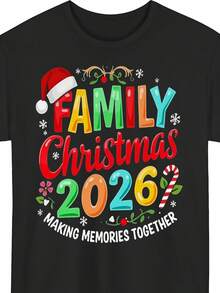 "Family Time 2026" Hoodie, Fun Design With Pocket, Comfortable And Easy To Wear, Perfect For Parties And Everyday Wear (Machine Washable), Fall Fashion, Mother's Day T-Shirt, Best Mom-Themed Gift For Mom, Perfect For Everyday Outfits And Gifts, Circus T-Shirt, Great For Holidays And Playtime, Excellent For Family Parties And Vacations, Party Outfit, Summer Outfit, Warm Weather Clothing. - 黑色 - 查看 7