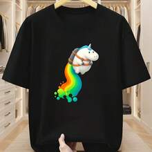 Printed T-Shirt For Men And Women - 黑色 - 查看 1