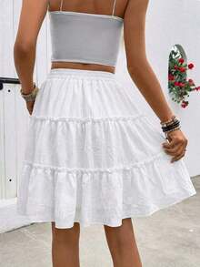 Jsdfg Holidaya Falda Casual Tropical de Vacaciones con Estampado Retro y Volantes, Falda Azul de Moda con Estampado Retro en Línea A para Verano, Faldas Boho para Mujer, Conjuntos para Fiesta, Playa, Escapada Urbana, Vacaciones, Faldas y Tops, Falda Hippie, Falda de Cebra, Falda Zumba, Vacaciones - Blanco 2 - Ver 2
