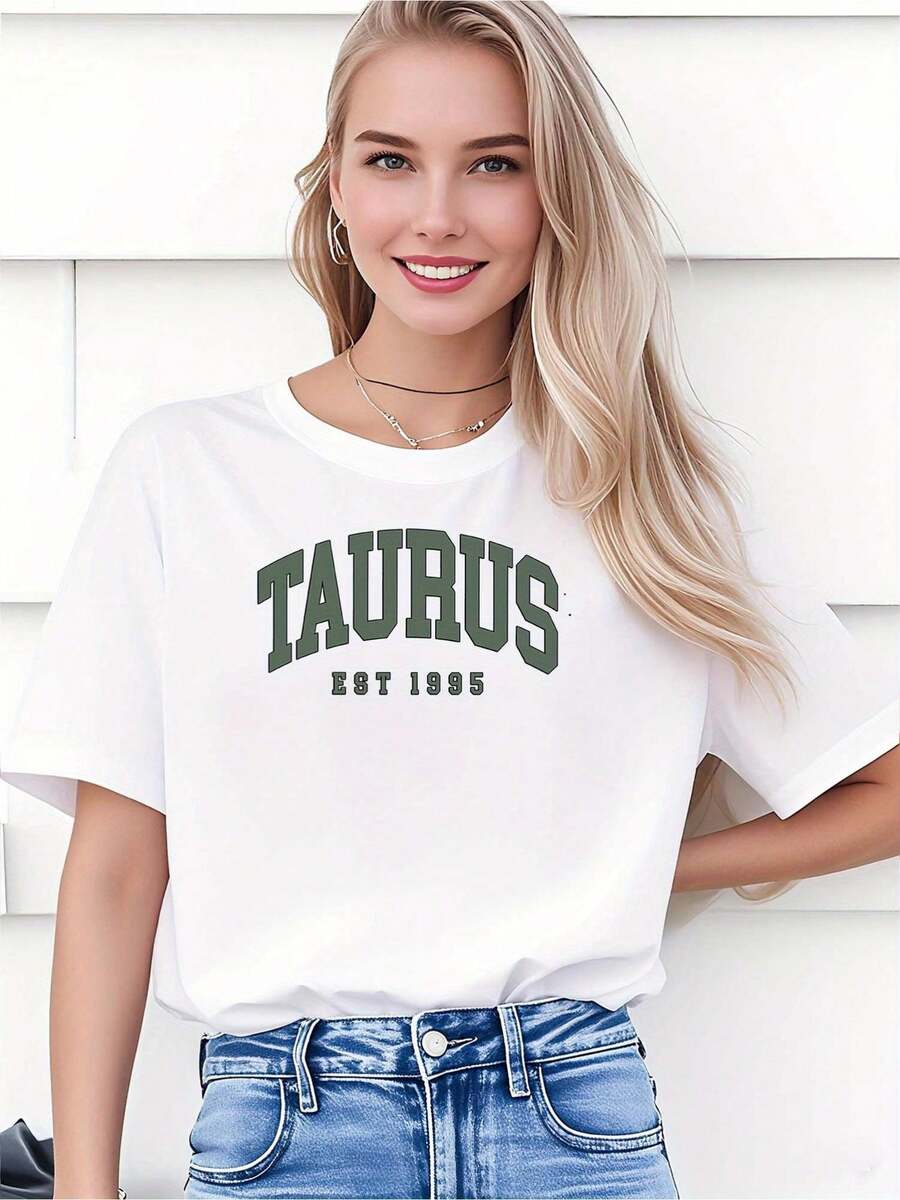 Camiseta Extra Grande para Mujer, Signo Zodiacal Tauro - Negra y Verde, Estilo Retro Vintage, Corte Holgado, Camiseta para Uso Diario para Mujeres Tauro Nacidas en 1995 - Idea de Regalo de Cumpleaños, Artículo de Almacén Local para Mujeres, Hermosa Blusa para Mujer, Camiseta para Mujer, Camiseta Gráfica para Mujer, Camiseta para Mujer, Camisa para Mujer, Blusa para Mujer, Top para Mujer, Ropa para Mujer - Blanco - Ver 1